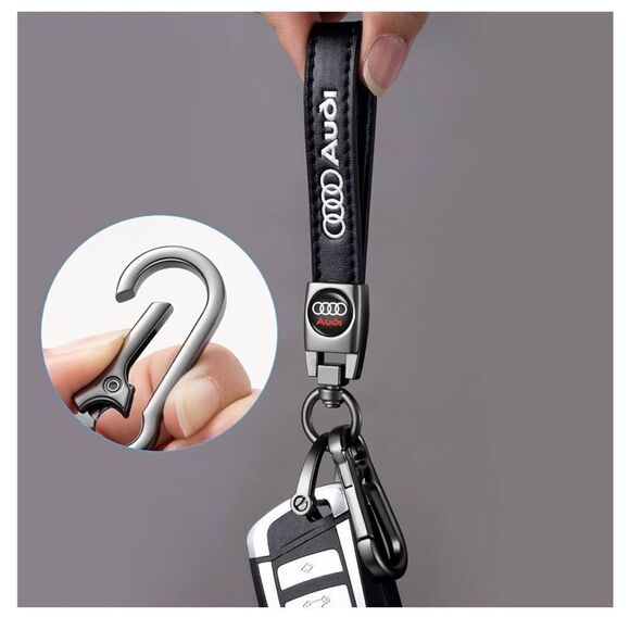 Audi Key Fob Keychain in Black Leather with Logo NWT - Picture 5 of 5